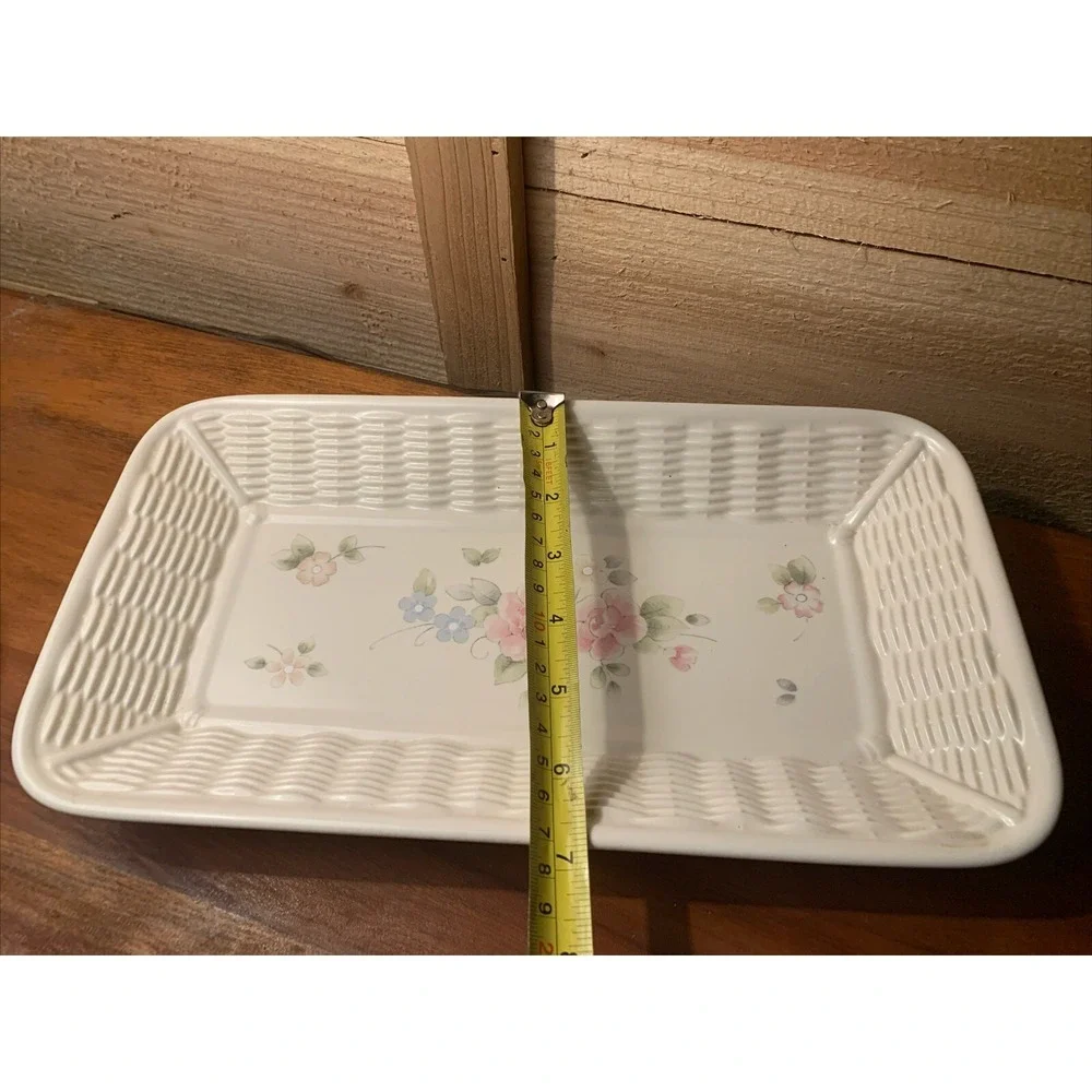 PFALTZGRAFF TEA ROSE BASKET WEAVE‎ BREAD Tray Plate Platter Rectangular EUC